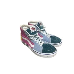 Vans Shoes Womens 7 Sk8 HI Multicolor Pink Blue High Skate Mens 5.5